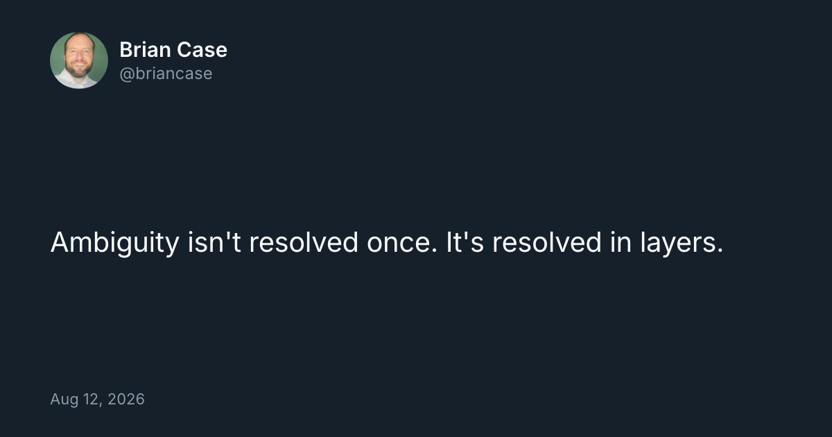 Ambiguity isn't resolved once. It's resolved in layers.
