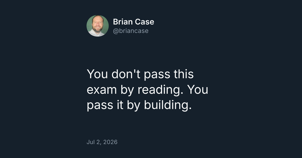 You pass this one by building, not by reading